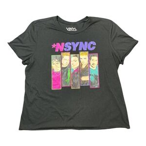 Vinyl Threads NSYNC Graphic Tee Black Womens Short Sleeve Pop Band Shirt L